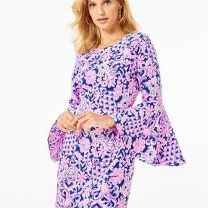 Lilly Pulitzer Kayla Stretch Dress in Indigo Love You Bunches. NWT. Size 10